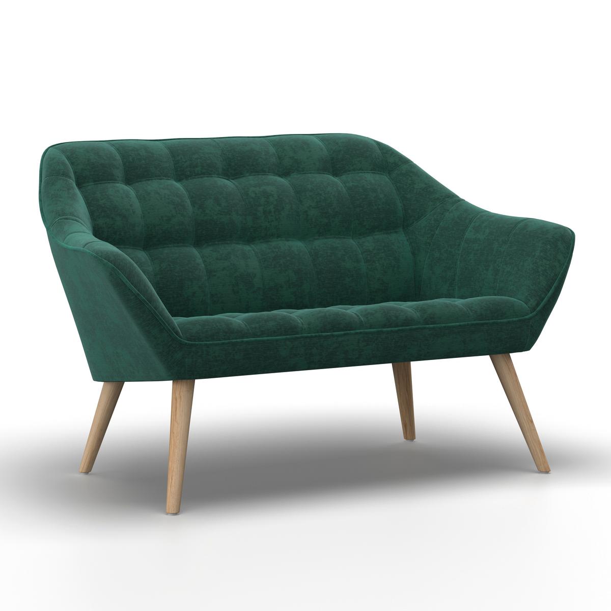 SOFA DWUOSOBOWA MONIQUE - zielony/kolor naturalny, Modern, metal/drewno (126/74/76cm) - Bessagi Home
