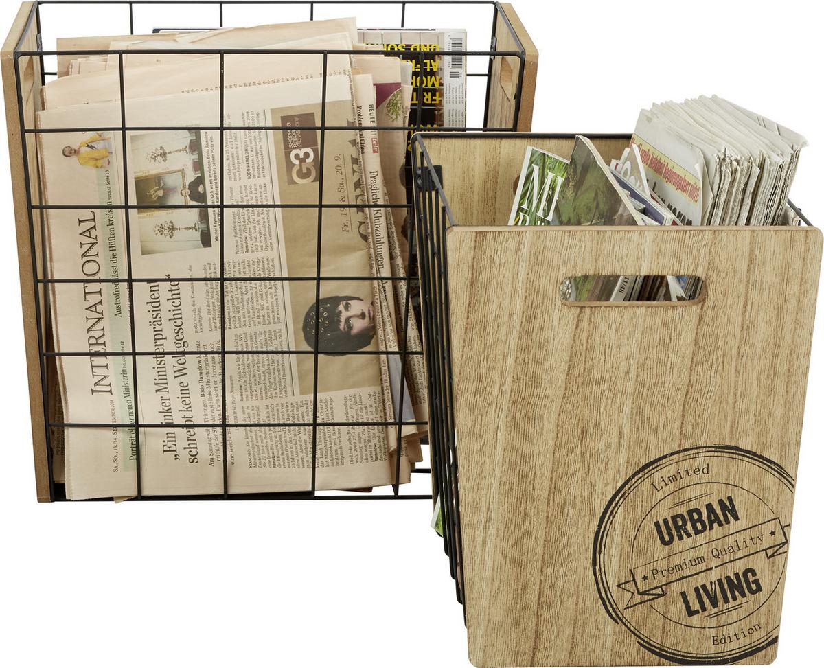 Zeitungsständer Naturfarben, 2er Set - Naturfarben, MODERN, Holzwerkstoff/Metall (23/26/28/33/33/38cm) - Mömax