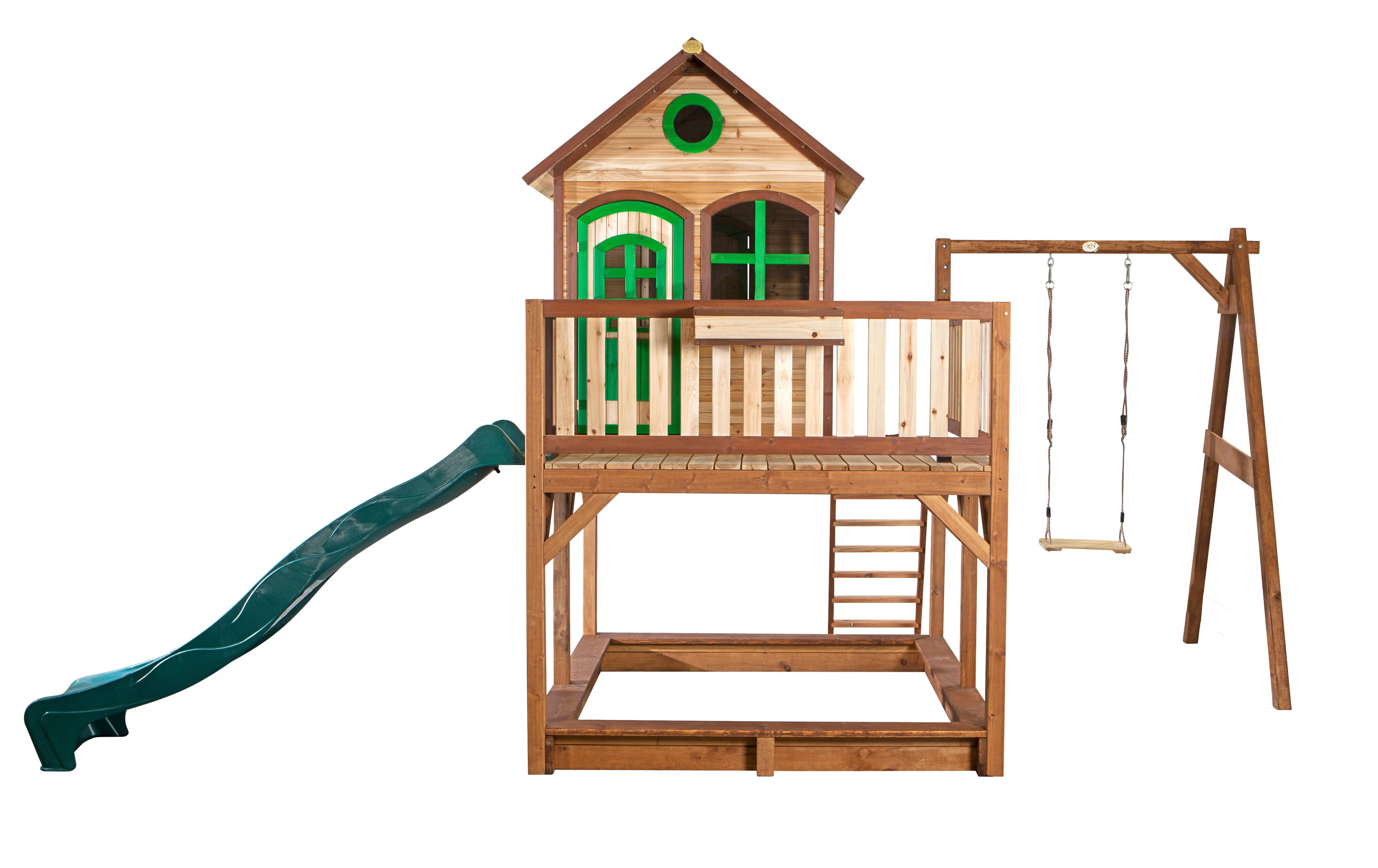 Spielturm Liam aus Zedernholz - Braun/Grün, Basics, Holz/Kunststoff (541/291/277cm) - Ambia Garden