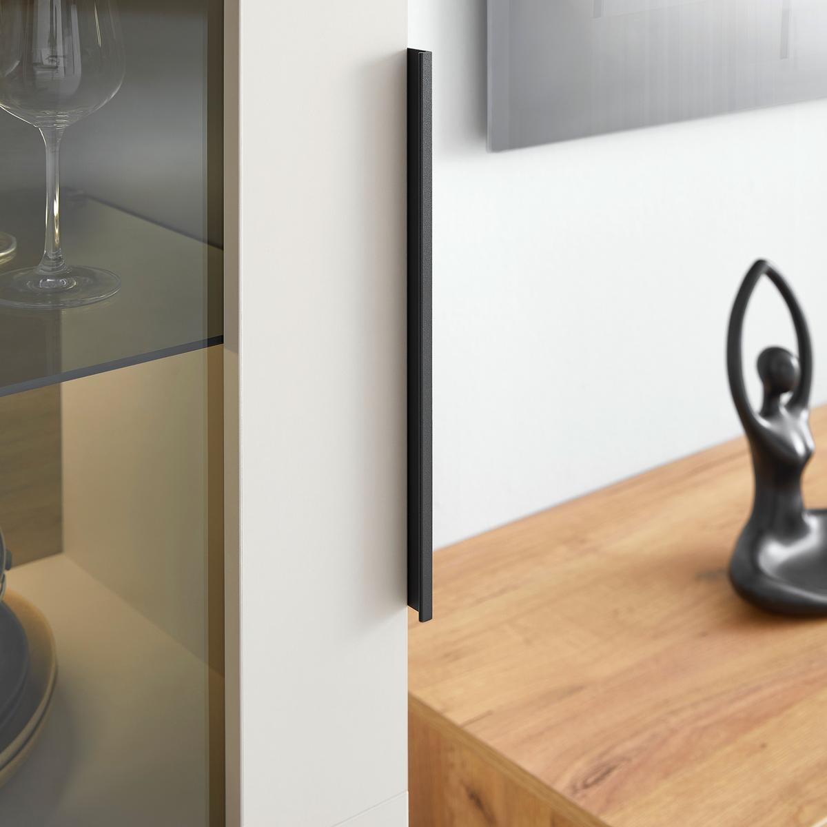 Vitrine GW-Fresno in Kaschmir - Kaschmir/Schwarz, Modern, Glas/Holzwerkstoff (60/193/40cm) - Premium Living