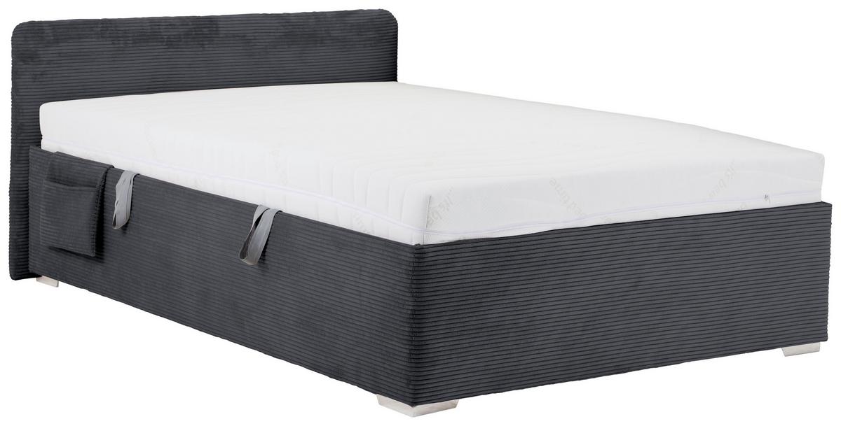Bett Remi Graphitfarben ca. 120x200cm - Chromfarben/Graphitfarben, KONVENTIONELL, Holz/Kunststoff (120/200cm) - Mömax
