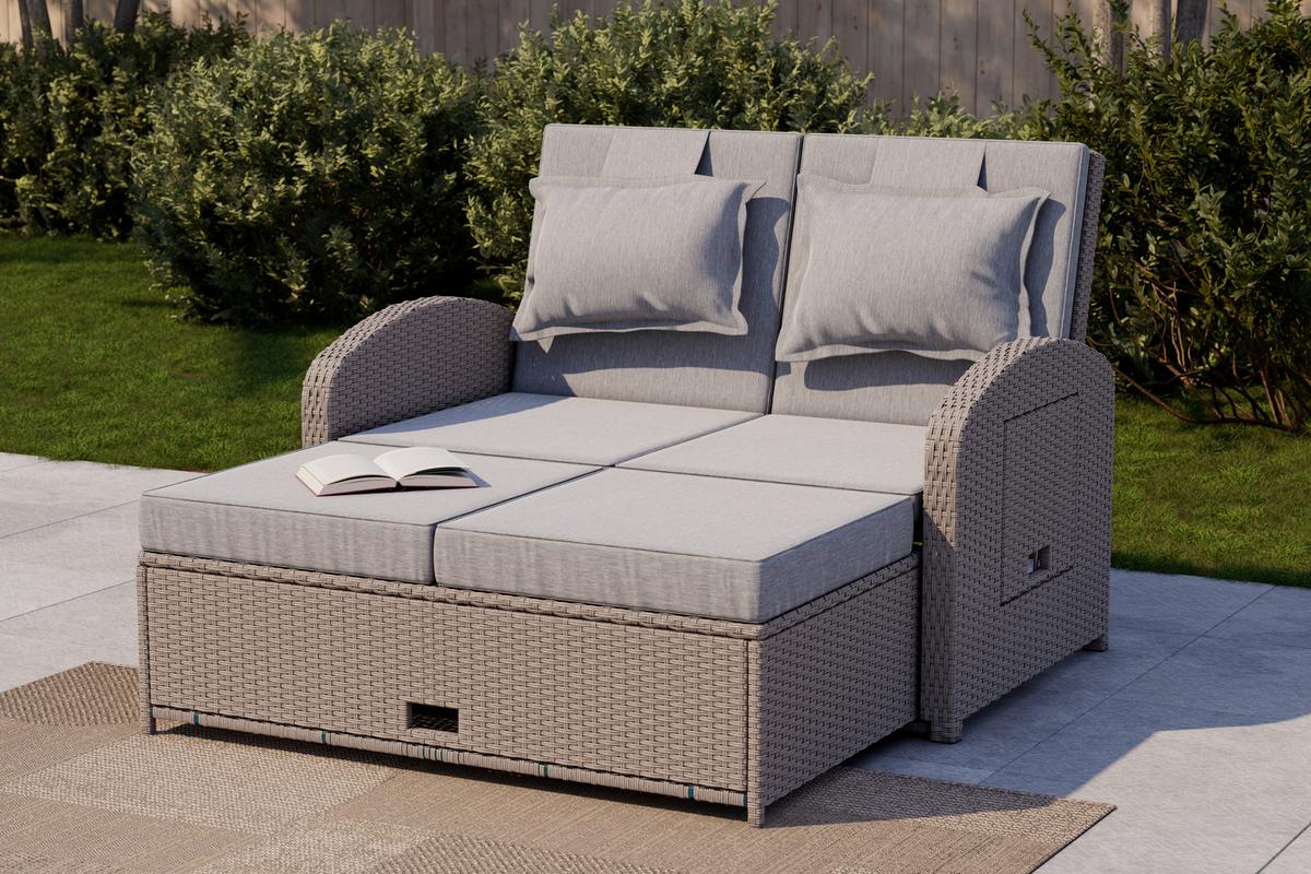 SOFA TARASOWA HAVANNA - szary, Modern, tworzywo sztuczne/metal (126/110/95/30,5/82/64cm) - Ambia Garden