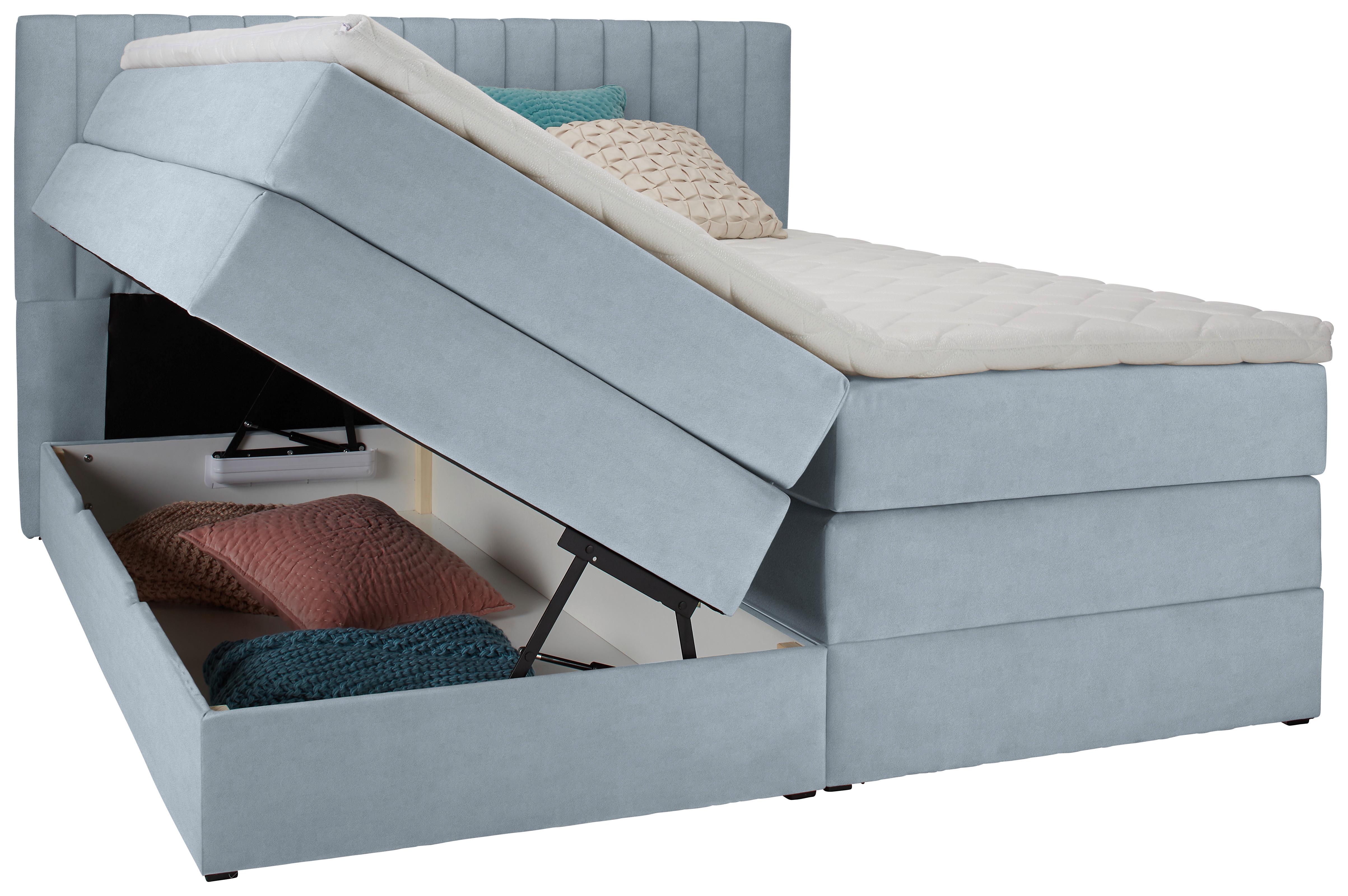 Postelja Boxspring Simon, Zelena, 160x200 - meta zelena/črna, Konvencionalno, umetna masa/tekstil (160/200cm) - Premium Living