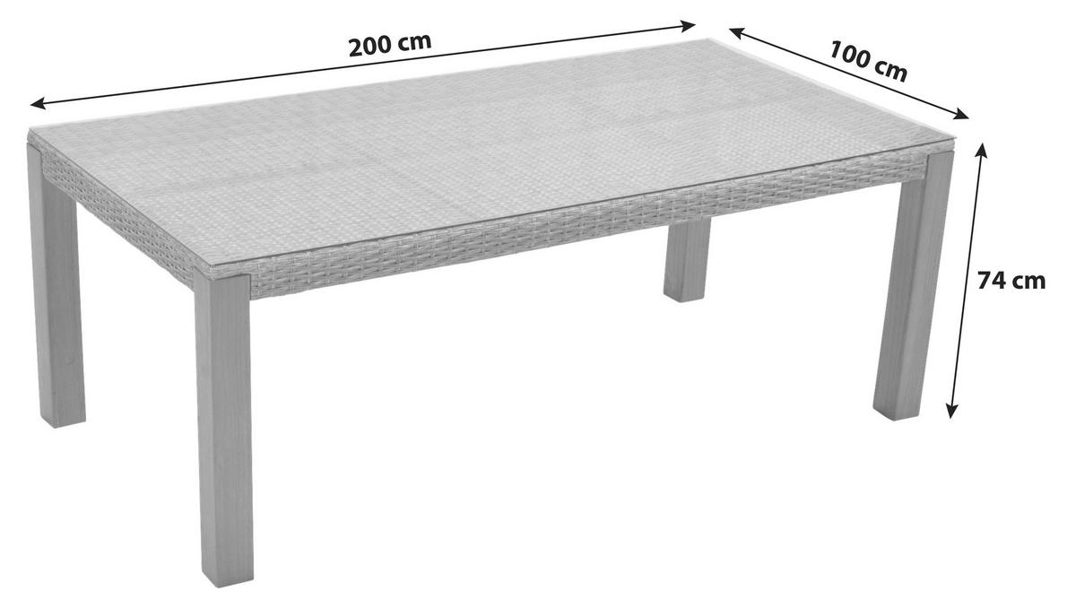 Vrtna Miza Marco - bež/naravne barve, Moderno, kovina/umetna masa (200/100/74cm) - Gardenson