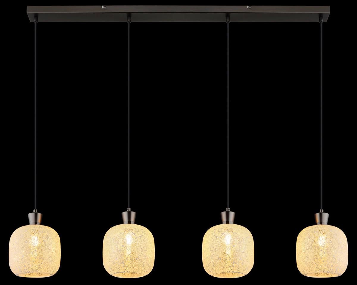 Viseća Svjetiljka Brokana - crni krom/prozirno, Design, staklo/metal (106/16/120cm) - Globo