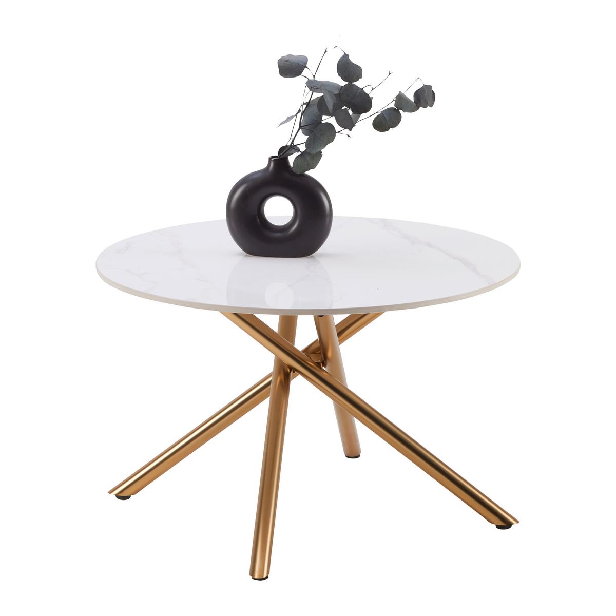 Couchtisch Marbella Weiß/Goldfarben - Goldfarben/Weiß, MODERN, Keramik/Metall (70/70/44cm) - Mömax