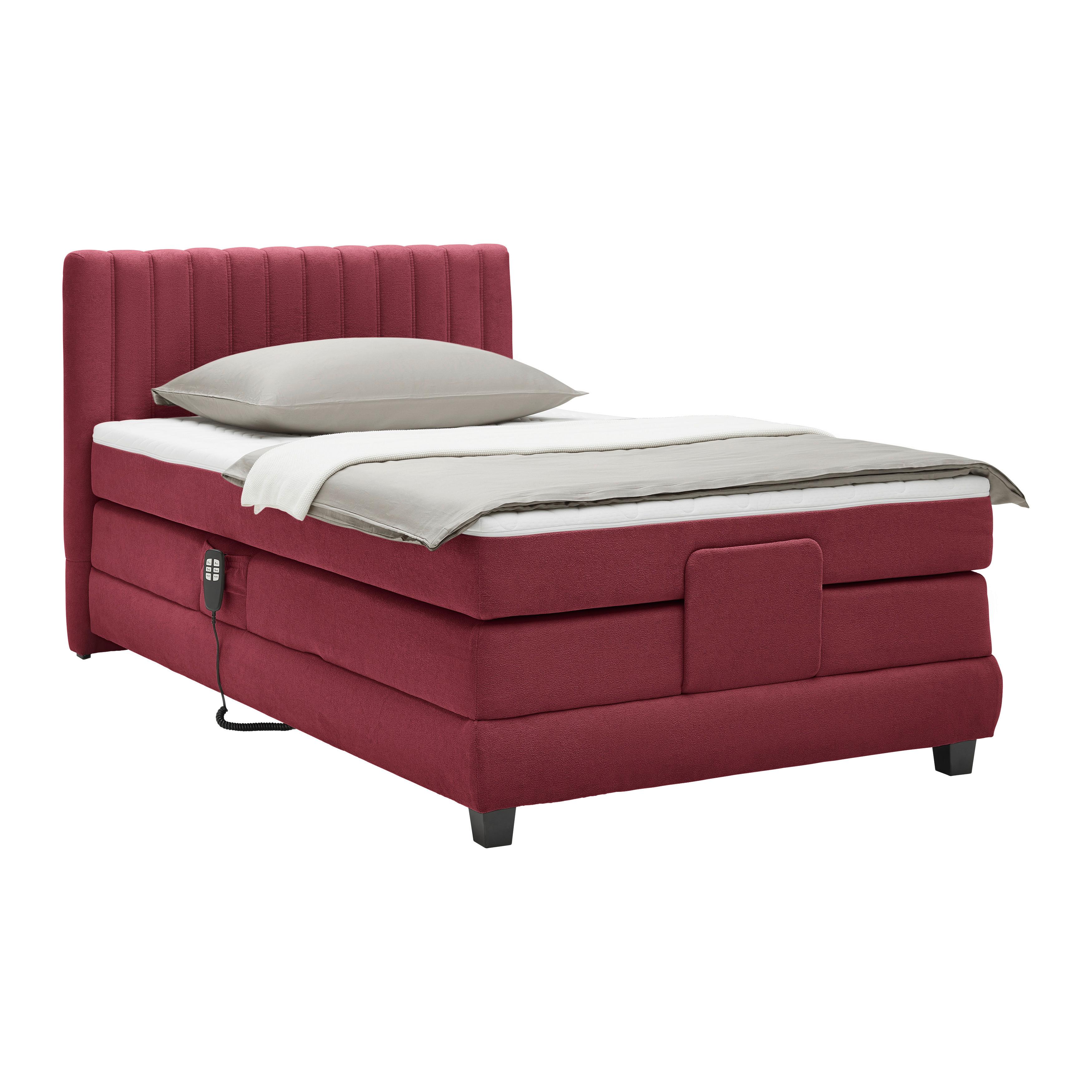 Boxspringbett Dixon Weinrot ca. 100x200cm - Weinrot/Schwarz, Konventionell, Holz/Holzwerkstoff (100/200cm) - Premium Living