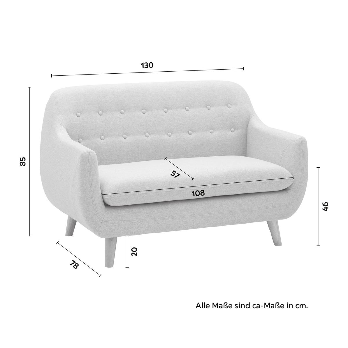 Sofa Dilly Hellgrau Leinenoptik - Hellgrau, MODERN, Holz/Textil (130/85/78cm) - Bessagi Home
