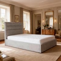 Tapecirani Krevet Sienna - prirodne boje/svijetlo siva, Lifestyle, drvo/metal (90/200cm) - Based