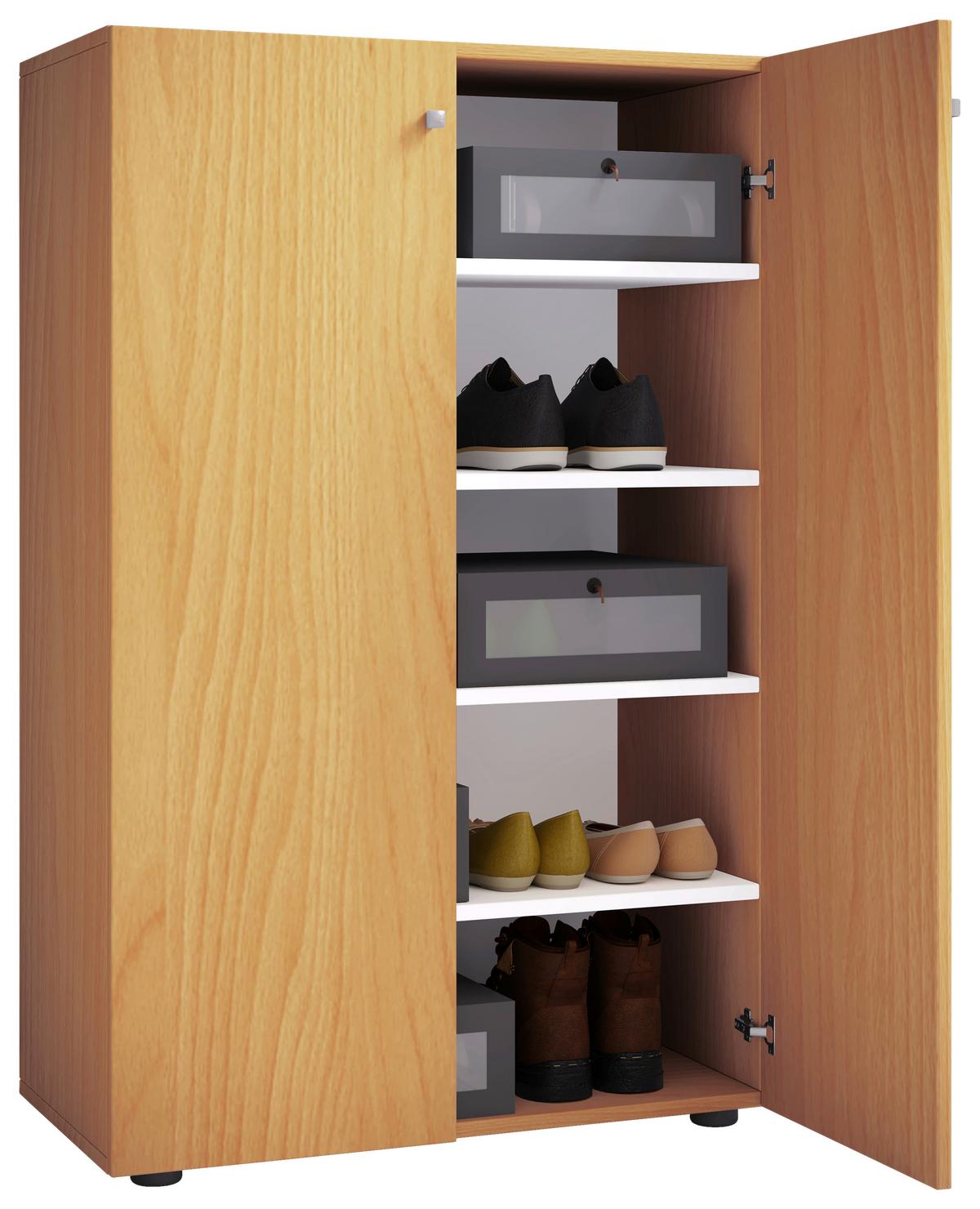 Schuhrschrank Lona XL ca.70x110x39cm Buchefarben - Buchefarben/Schwarz, KONVENTIONELL, Holzwerkstoff/Kunststoff (70/110/39cm) - MID.YOU