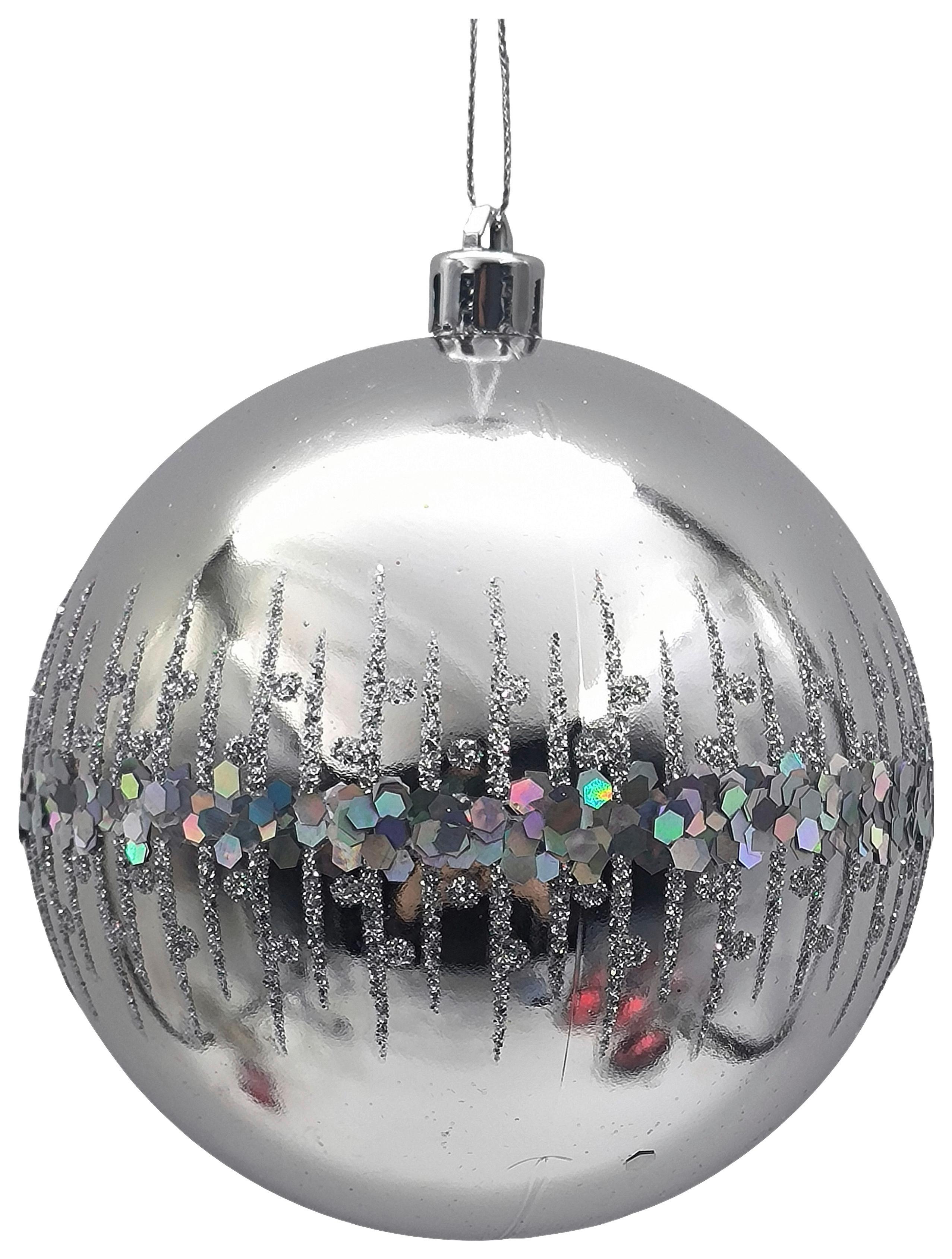 Christbaumkugel Silberfarben - Silberfarben, Konventionell, Kunststoff (10cm) - Mömax