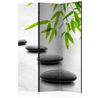 Paravan Zen Stones, 3-Delni, Enodelni - zelena/sivobela, Moderno, tekstil/les (135/172/3cm) - artgeist
