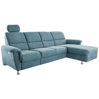 Wohnlandschaft Parole Hellblau Mikrofaser - Chromfarben/Hellblau, KONVENTIONELL, Textil/Metall (292/165cm) - Livetastic