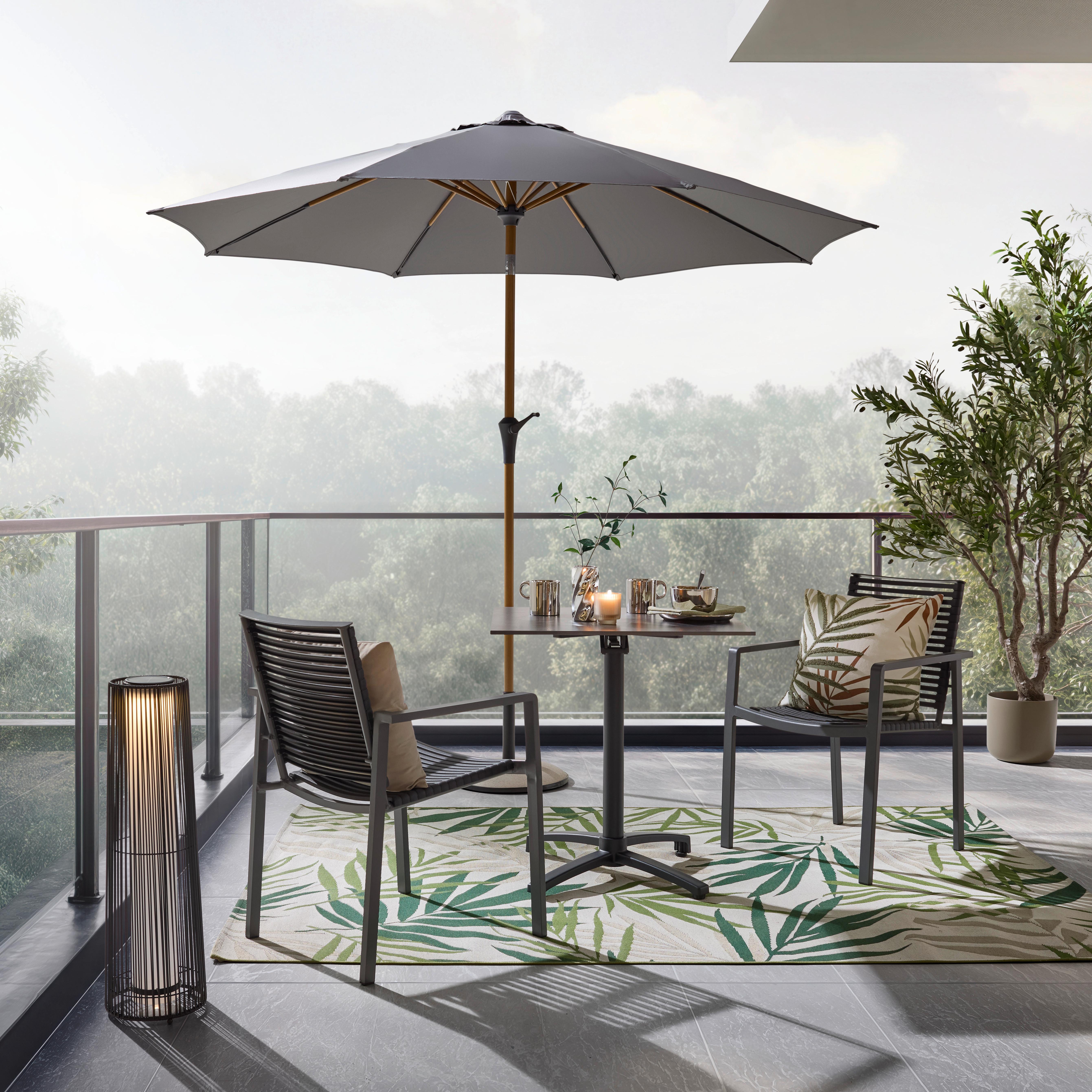 Sonnenschirm Doris Anthrazit/Naturfarben - Anthrazit/Naturfarben, Basics, Textil/Metall (270/240cm) - Mömax