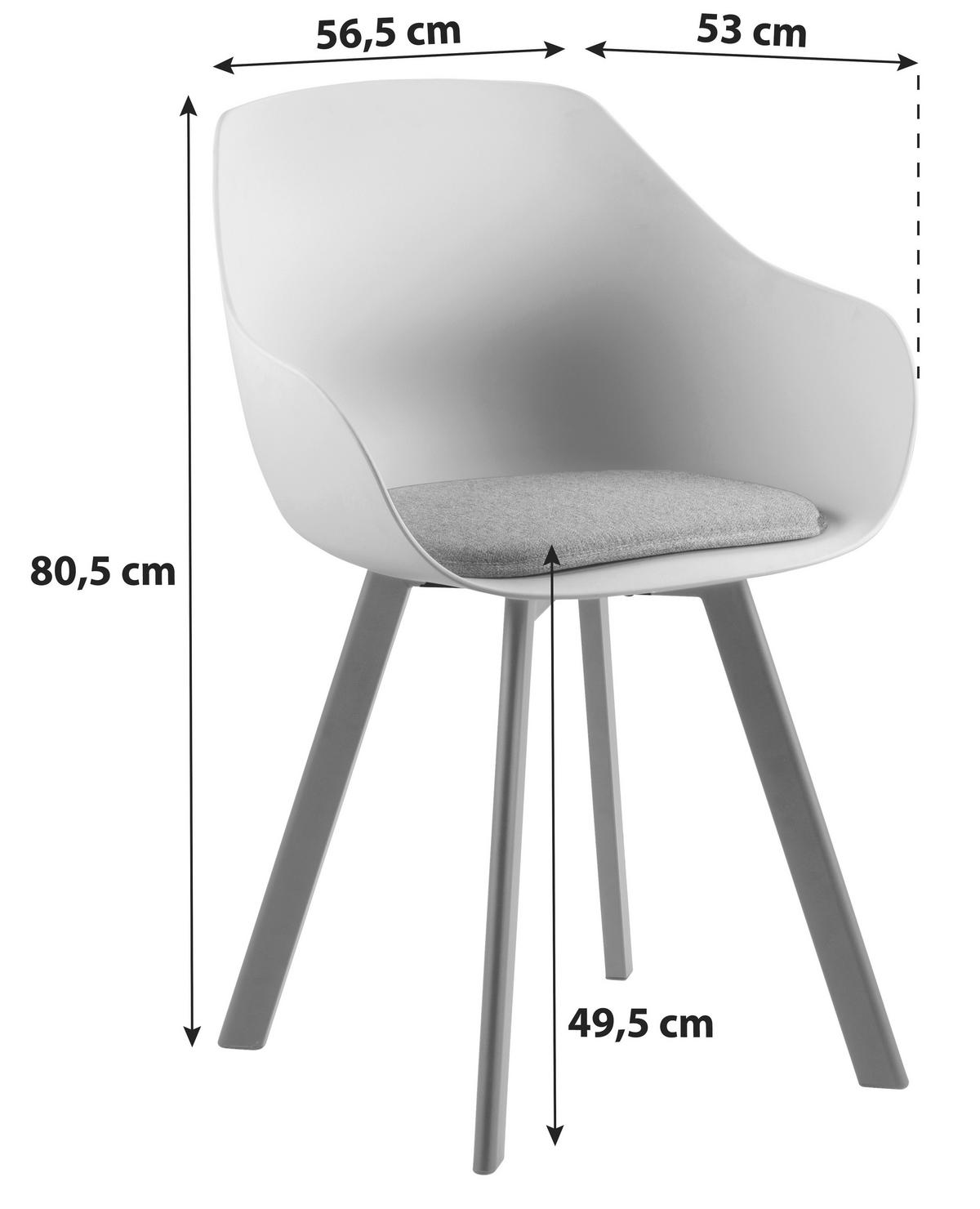 KRZESŁO Z PODŁOKIETNIKAMI TINA - kolor dębowy/jasnoszary, Konventionell, tworzywo sztuczne/tkanina (56,5/80,5/53cm) - Livetastic