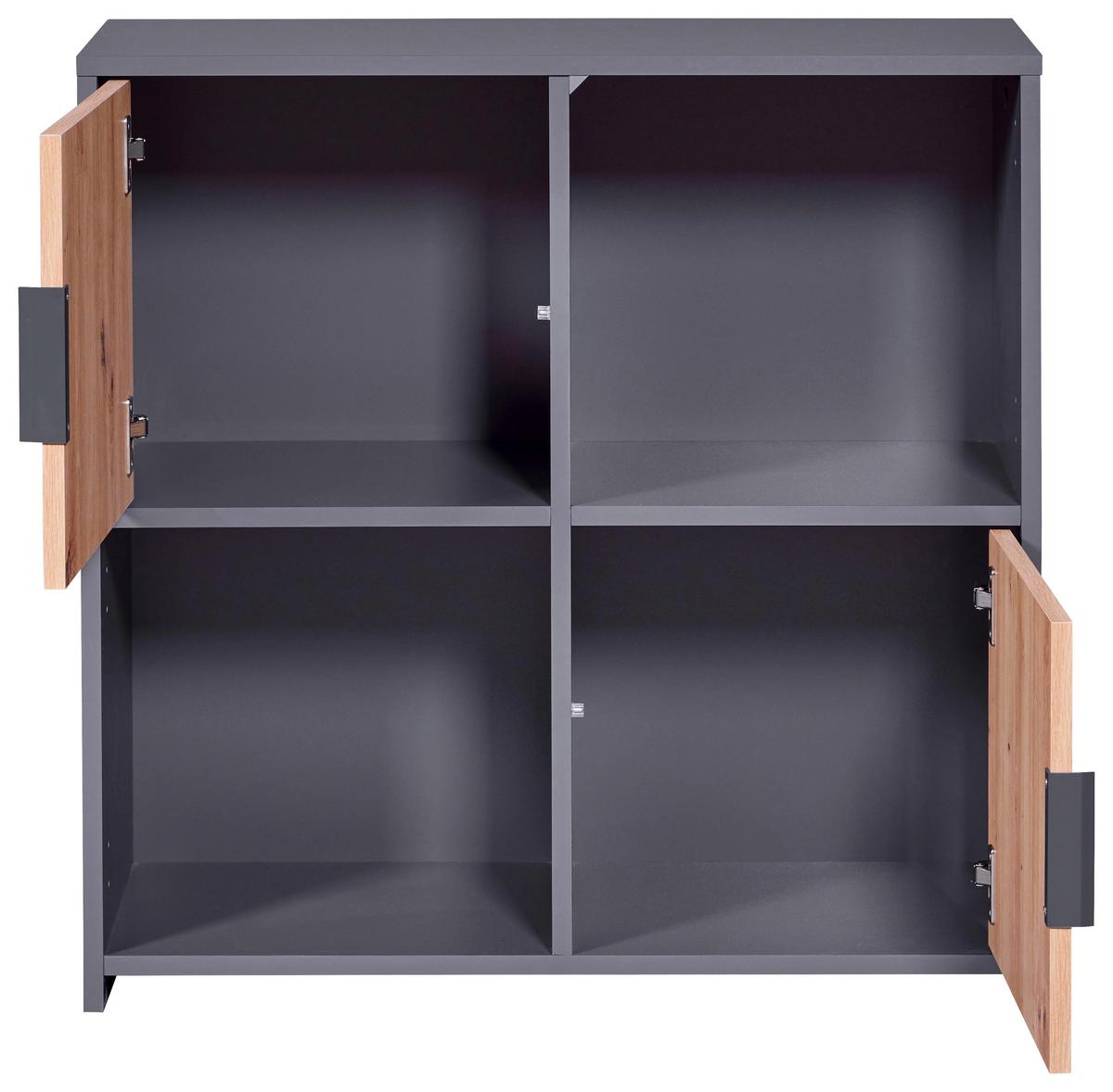 Regal Pepeto 2T ca. 77x77x30cm Anthrazit/Eiche - Anthrazit/Schwarz, Design, Holzwerkstoff/Metall (77/77/30cm) - Livetastic