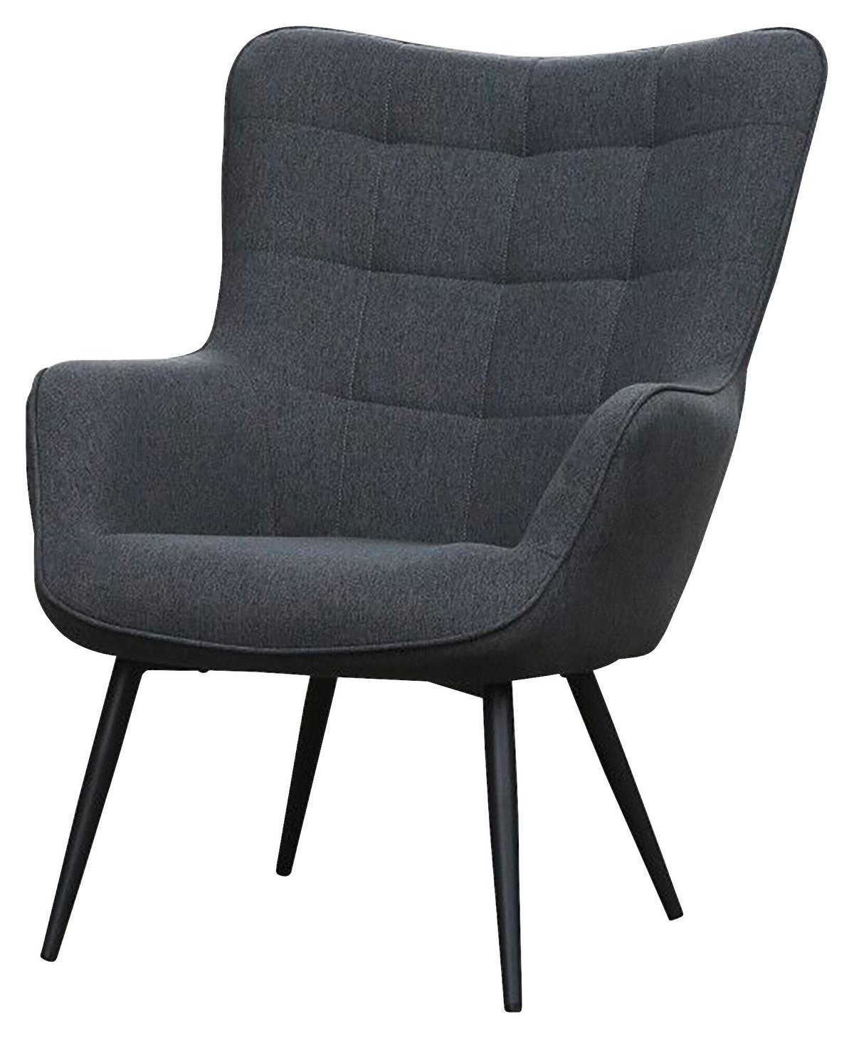 Sesselset Uta Dunkelgrau Webstoff - Dunkelgrau/Schwarz, MODERN, Holzwerkstoff/Textil (72/60/97/39/80/41cm) - MID.YOU