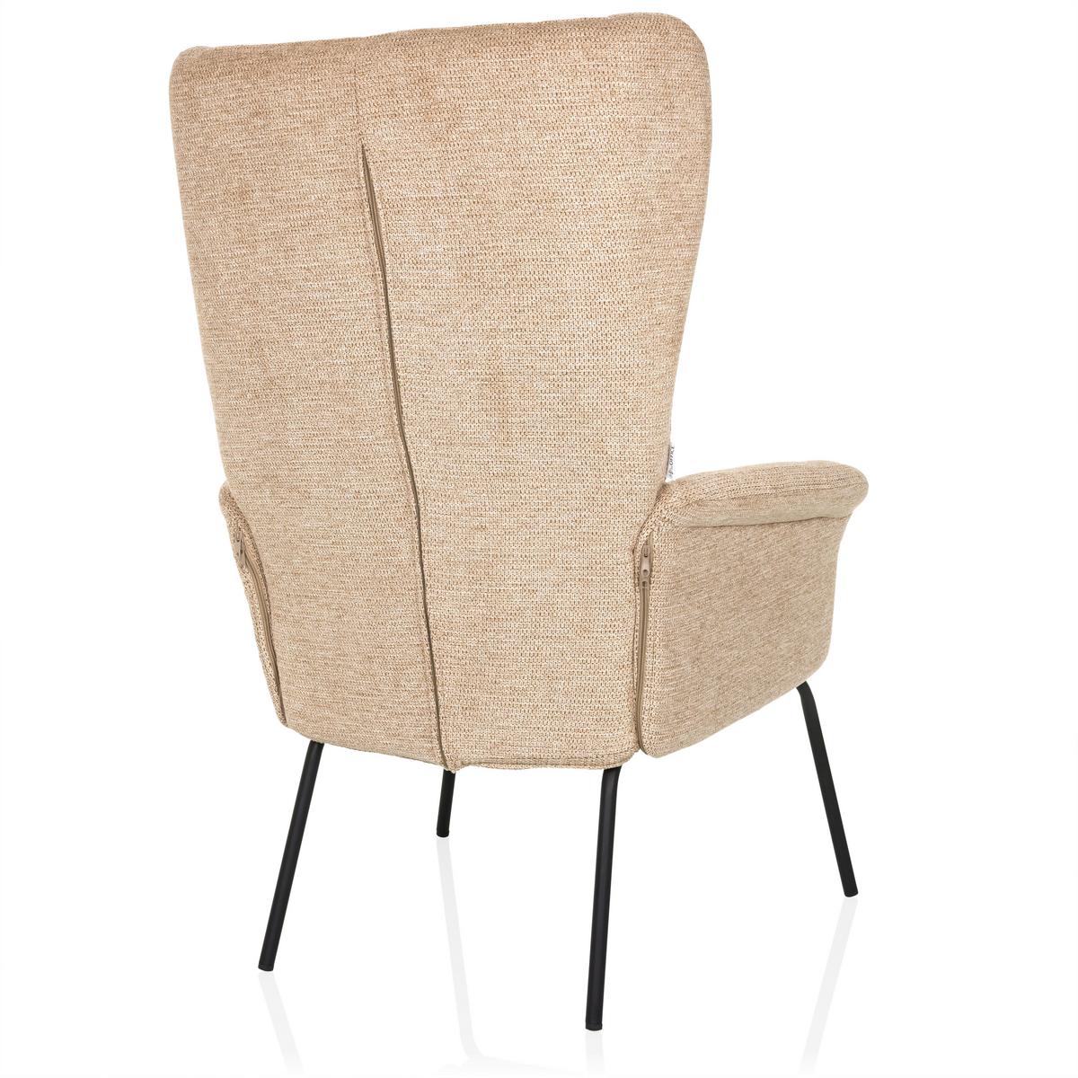 Fotelj Havenio, Bež - črna/bež, Moderno, kovina/tekstil (71/110/71cm) - MID.YOU