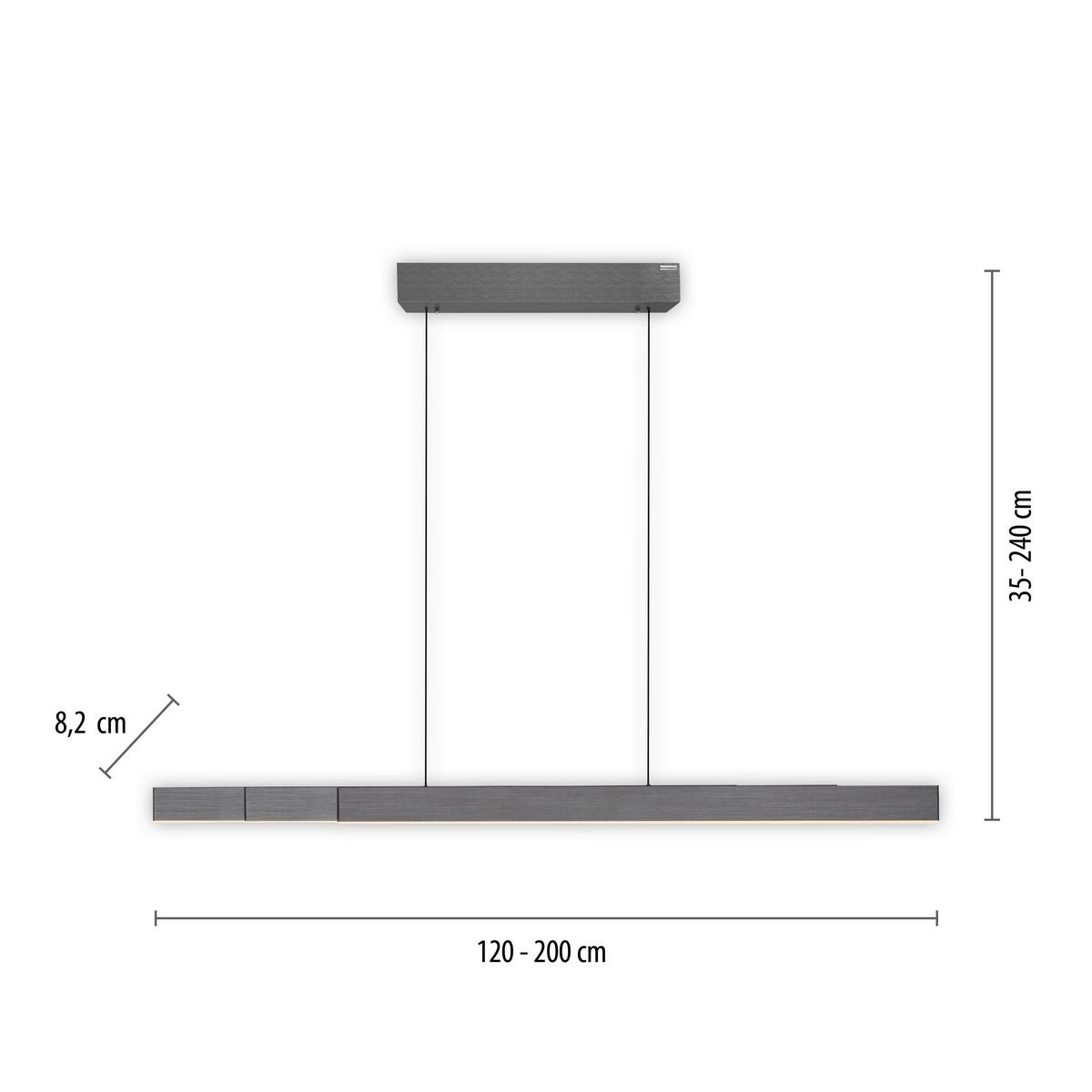 LAMPA WISZĄCA LED 2545-15 PURE-MOTO-RISE - jasnoszary, Design, tworzywo sztuczne/metal (200/8,2/240cm) - Neuhaus PURE