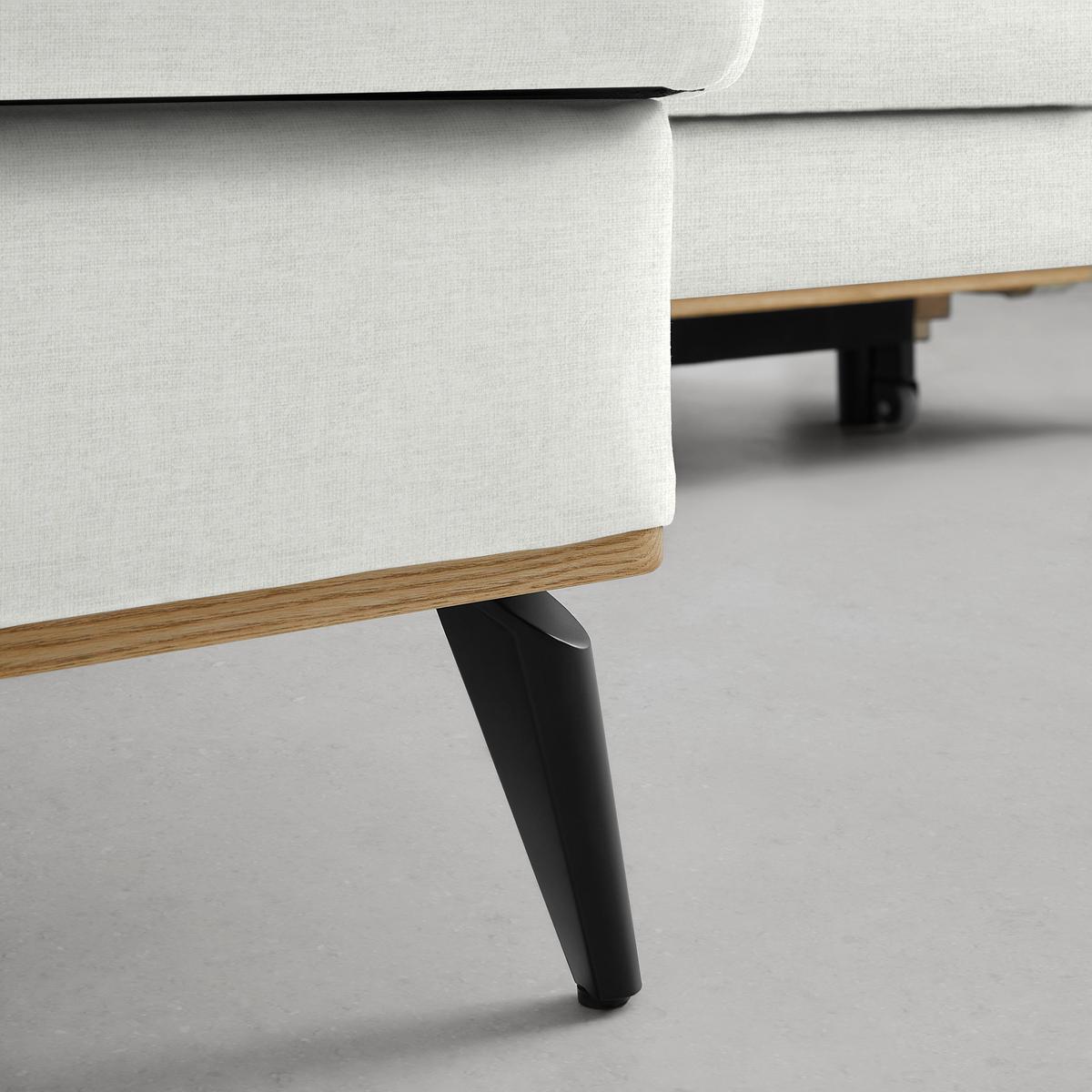 Wohnlandschaft Romeo Creme - Creme/Schwarz, KONVENTIONELL, Textil/Metall (167/87/234cm) - Zandiara