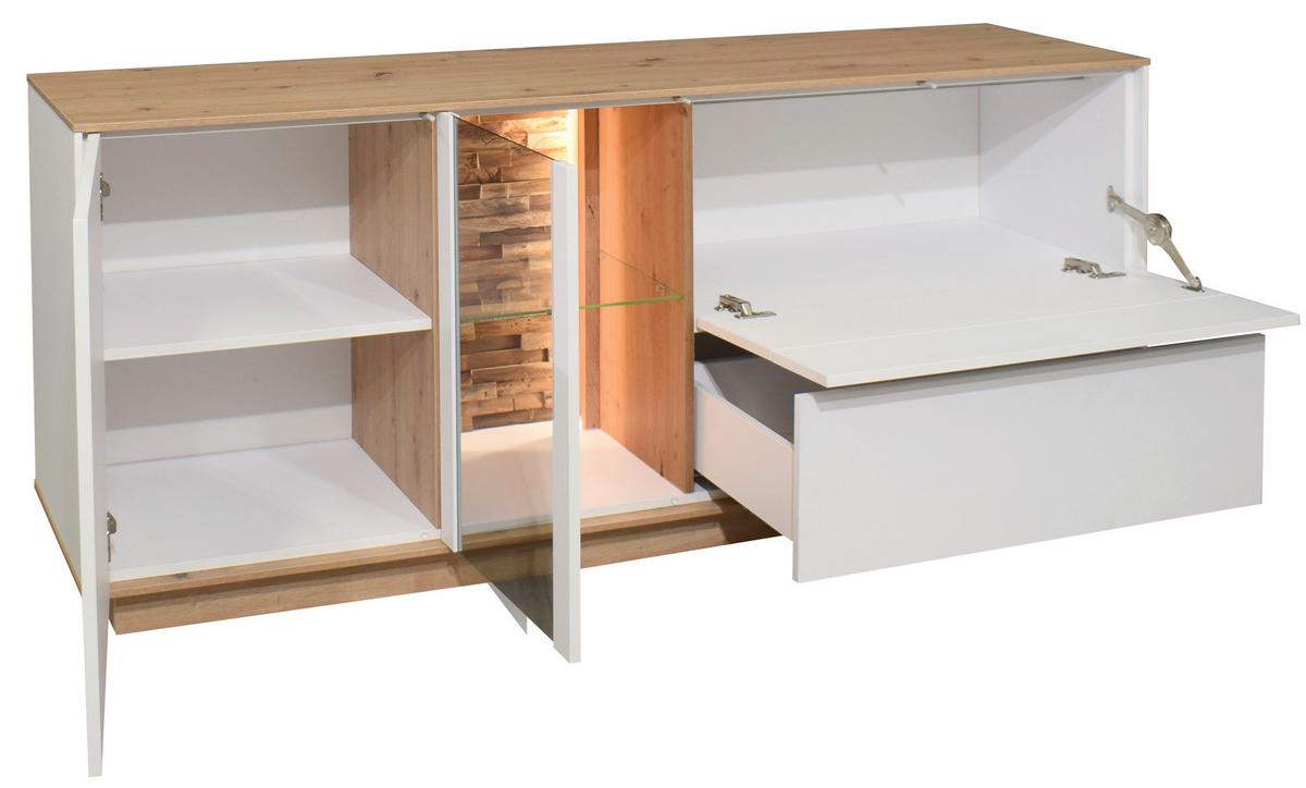 TV-Element Halvar Weiß/Eiche Artisan - Weiß/Eiche Artisan, MODERN, Glas/Holz (169/71/42cm) - Premium Living