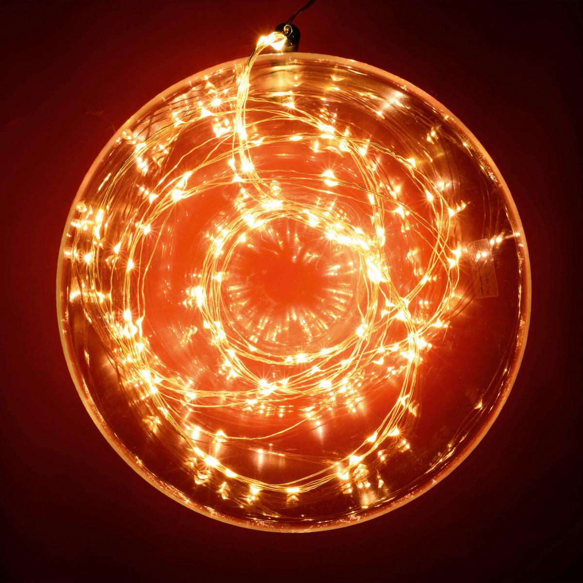 Micro LED-es Fényfüzér 160db Melegfehér LED - fehér, műanyag (1590cm)