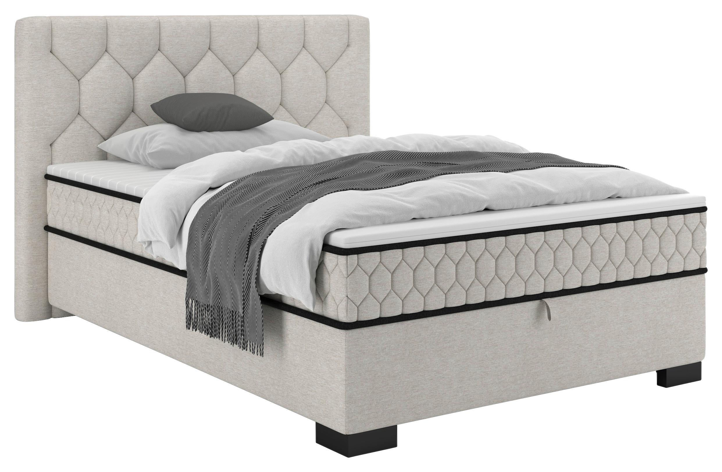 Boxbett Maya D Beige ca. 120x200cm - Beige/Schwarz, KONVENTIONELL, Holz/Holzwerkstoff (120/200cm) - Mömax