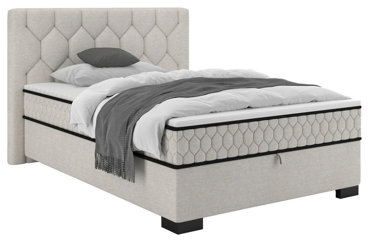 Boxbett Maya D Beige ca. 140x200cm - Beige/Schwarz, KONVENTIONELL, Holz/Holzwerkstoff (140/200cm) - Mömax