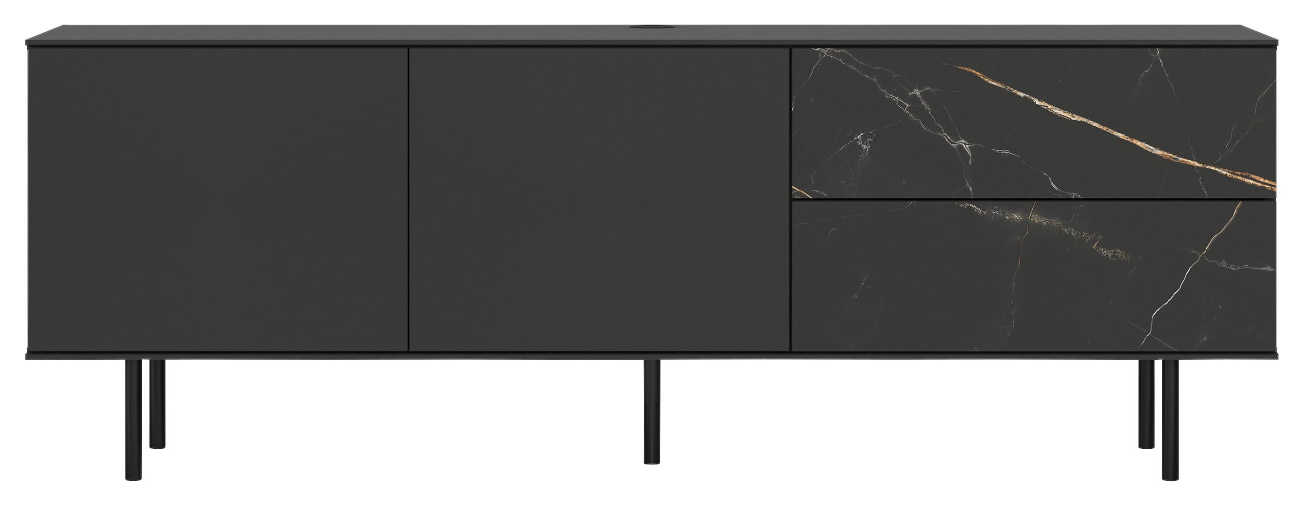 MEDIABÄNK VALEA - svart, Modern, trämaterial (180/64/42cm) - Premium Living