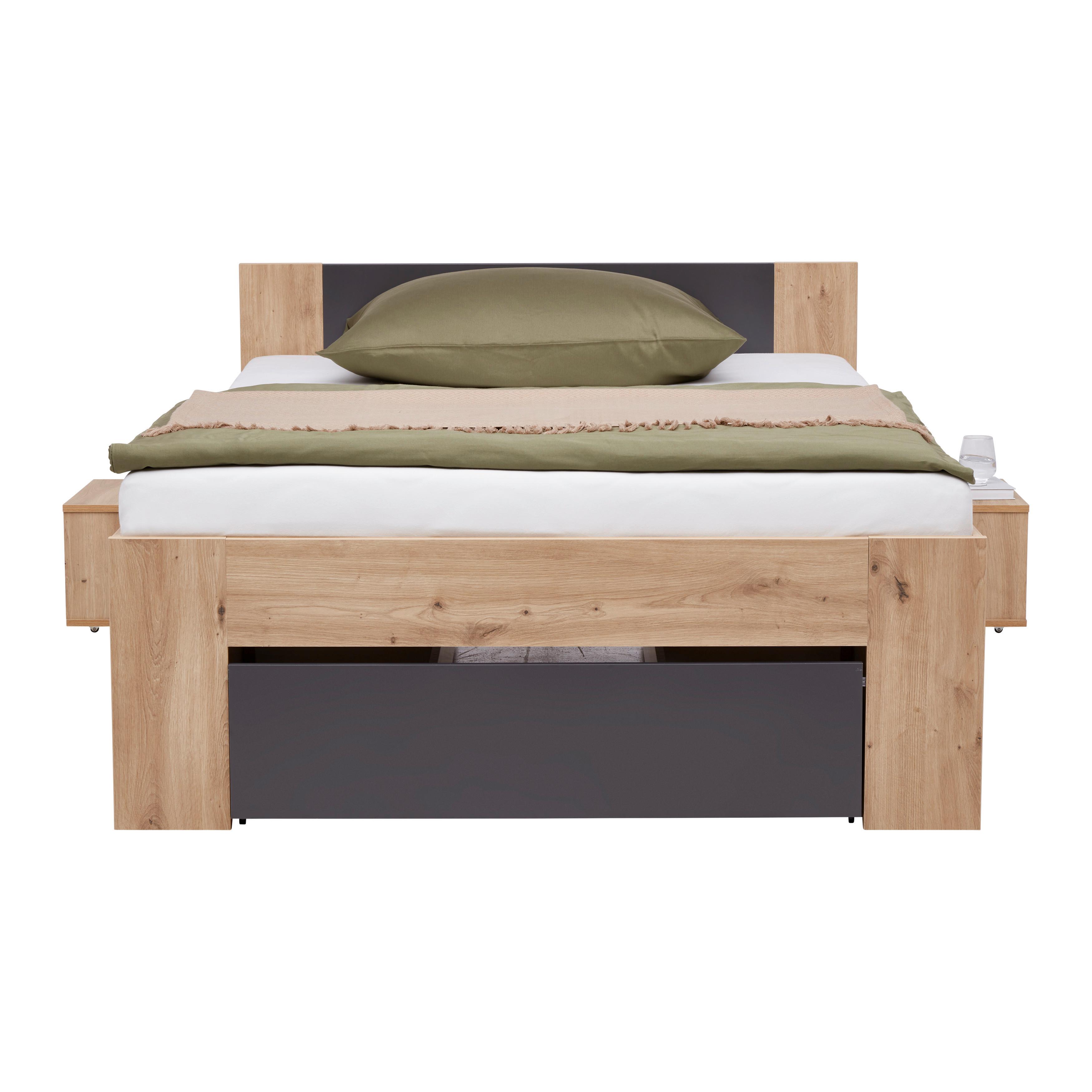 SÄNG AZURRO 2-120 - ek Artisan/antracit, Modern, trämaterial (120/200cm) - Mömax