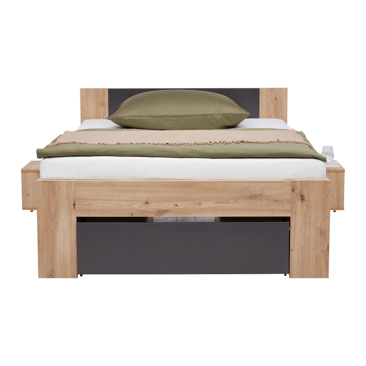 Bett Azurro 2-120 Anthrazit/Eiche Artisan - Anthrazit/Eiche Artisan, MODERN, Holzwerkstoff (120/200cm) - Mömax
