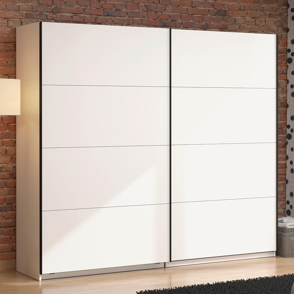 GARDEROB MED SKJUTDÖRRAR GARD 245 -TOP- - vit/svart, Klassisk, metall/trämaterial (245/217/61cm) - Mömax
