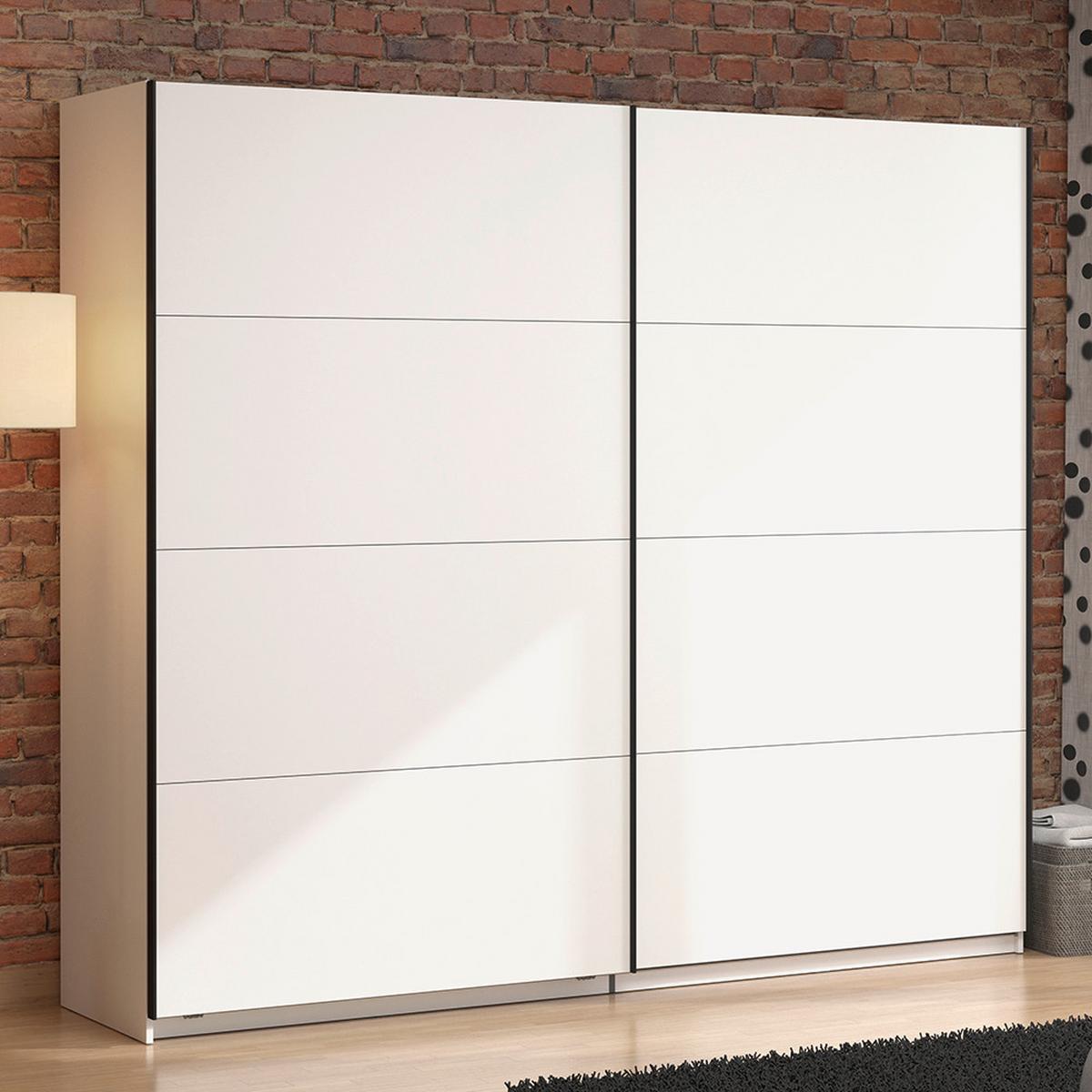 Schwebetürenschrank Gard Weiß - Schwarz/Weiß, KONVENTIONELL, Holzwerkstoff/Metall (245/217/61cm) - Based