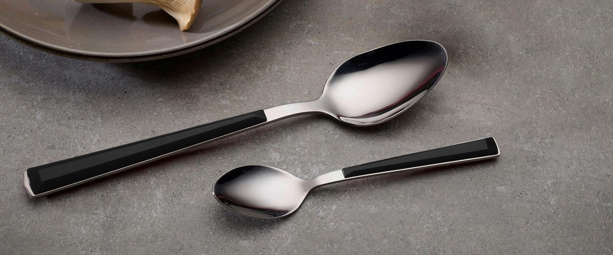 Besteckset Basic Schwarz/Silber 16-teilig - Silberfarben/Schwarz, Basics, Metall - Echtwerk