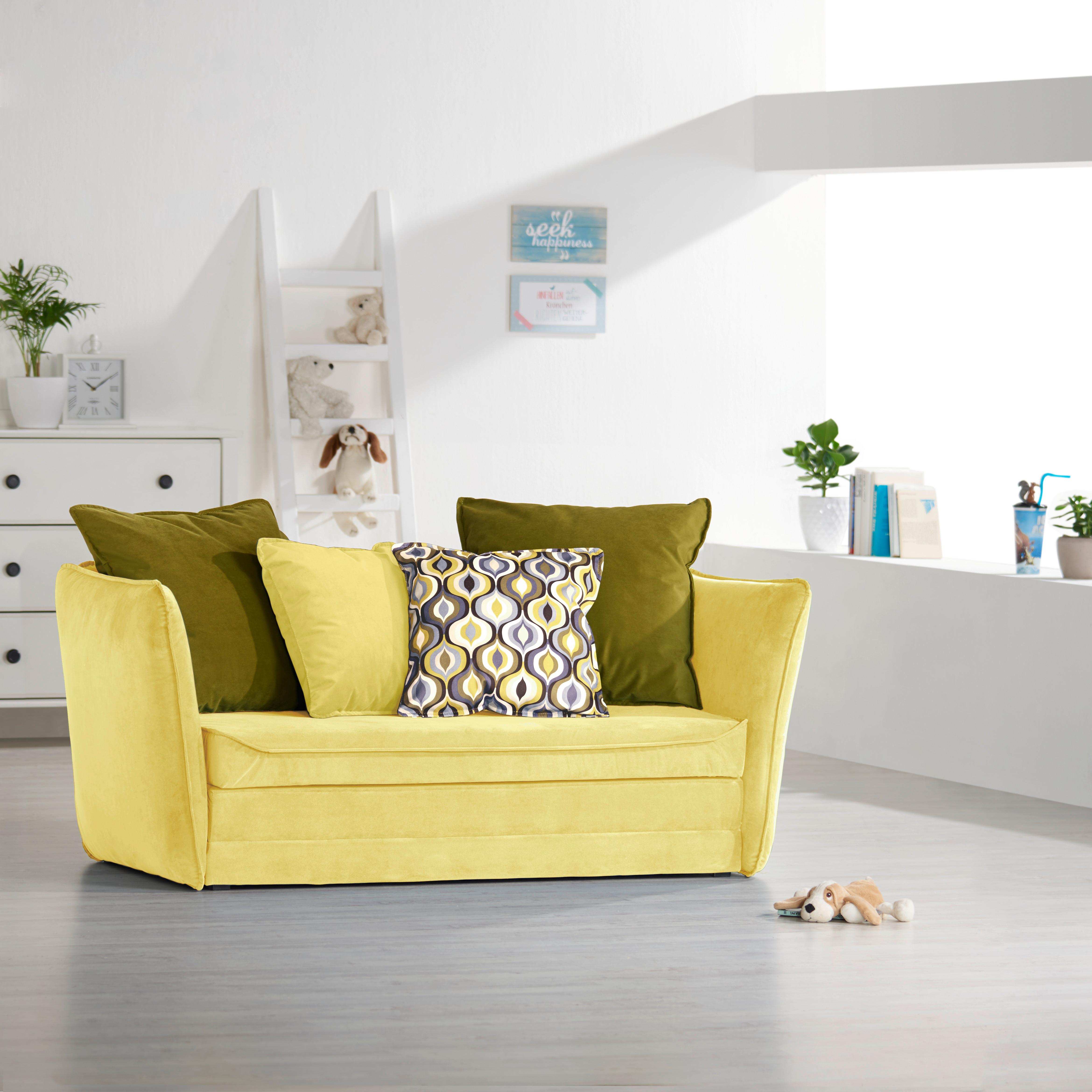 Gyermek- És Ifjúsági Kanapé Kids - sárga/barna, Design, textil (145/63/75cm) - Zandiara