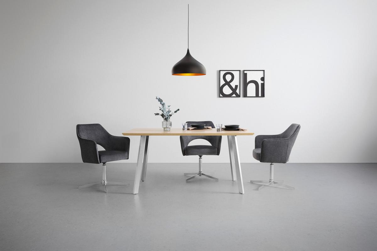 Armlehnstuhl Valletta in Anthrazit Webstoff - Chromfarben/Anthrazit, KONVENTIONELL, Textil/Metall (61/85/60cm) - Premium Living