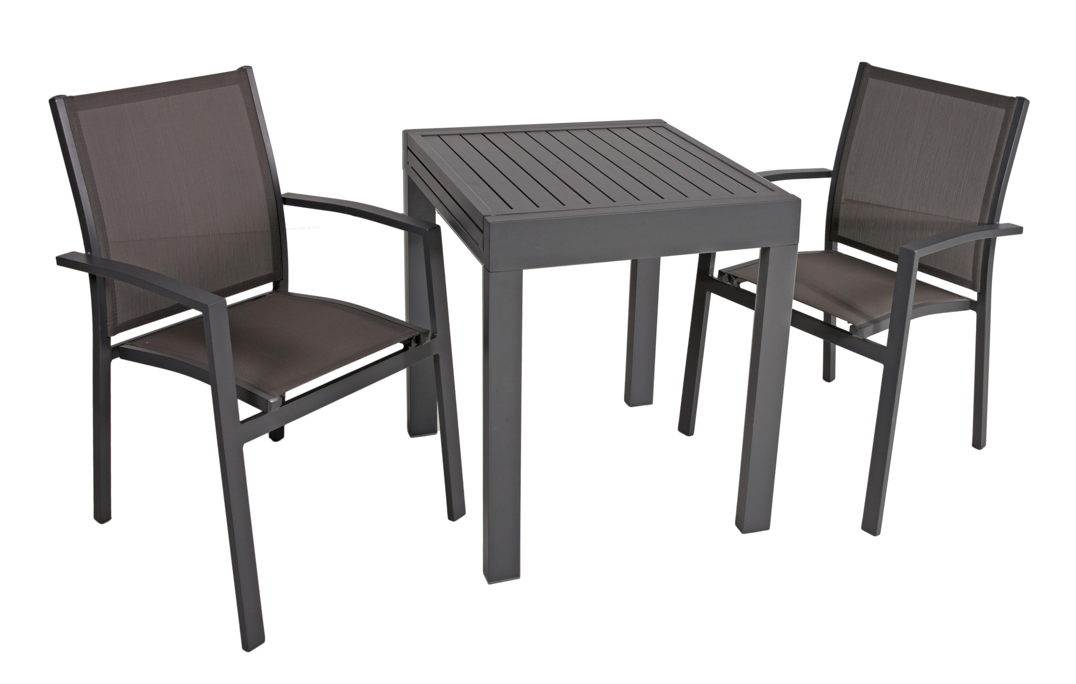 Gartenset Elena 3-tlg. Dunkelgrau/Schwarz - Dunkelgrau/Schwarz, Basics, Kunststoff/Metall (56,5/89/61cm) - Gardenson