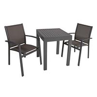 Gartenset Elena 3-tlg. Dunkelgrau/Schwarz - Dunkelgrau/Schwarz, Basics, Kunststoff/Metall (56,5/89/61cm) - Gardenson