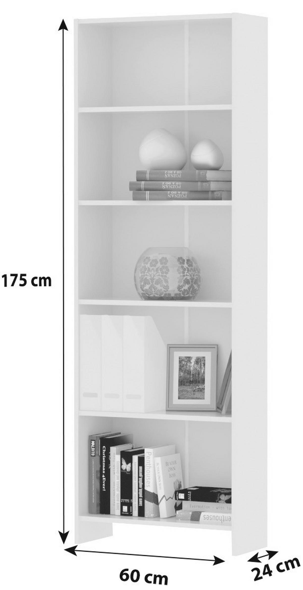 Etajera BART - alb, Modern, material pe bază de lemn (60/175,5/24,3cm) - Best Price