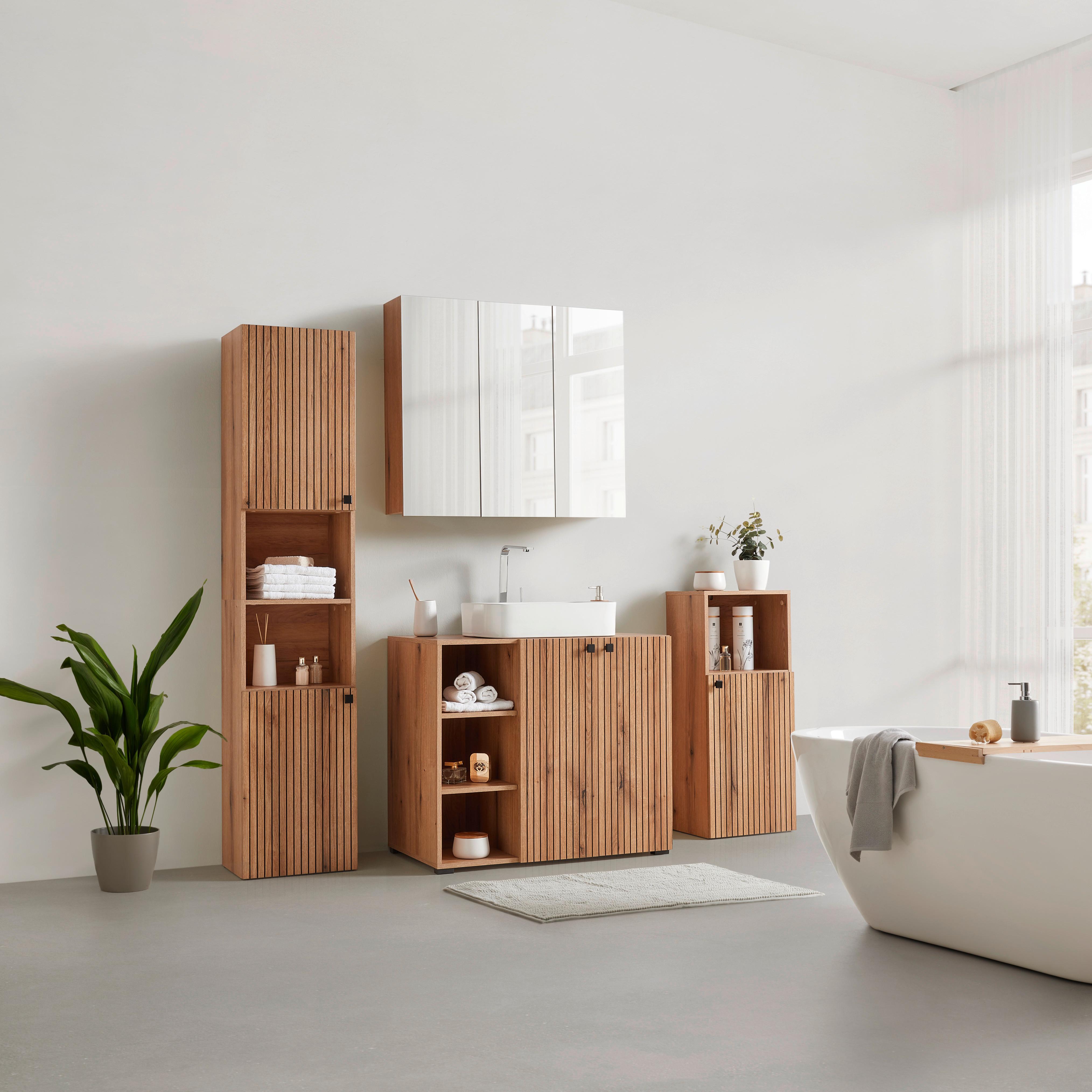 Spiegelschrank Purebliss Eichefarben - MODERN, Holzwerkstoff (90/80/20cm) - Mömax