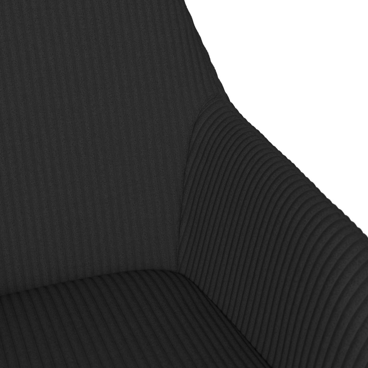 Armlehnstuhl Alani Schwarz Cord Gepolstert - Schwarz, MODERN, Textil/Metall (60/58/86cm) - Bessagi Home