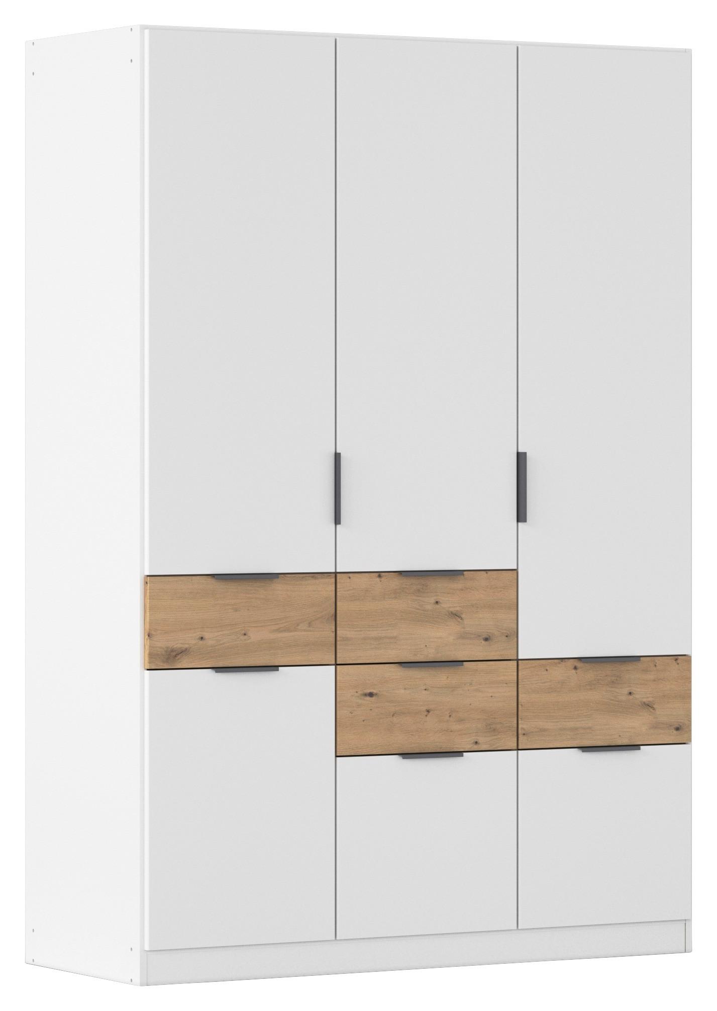 Omara S Klasičnimi Vrati Luca, Bela, Barva Hrasta - siva/bela, Konvencionalno, kovina/leseni material (136/197/54cm) - Xora