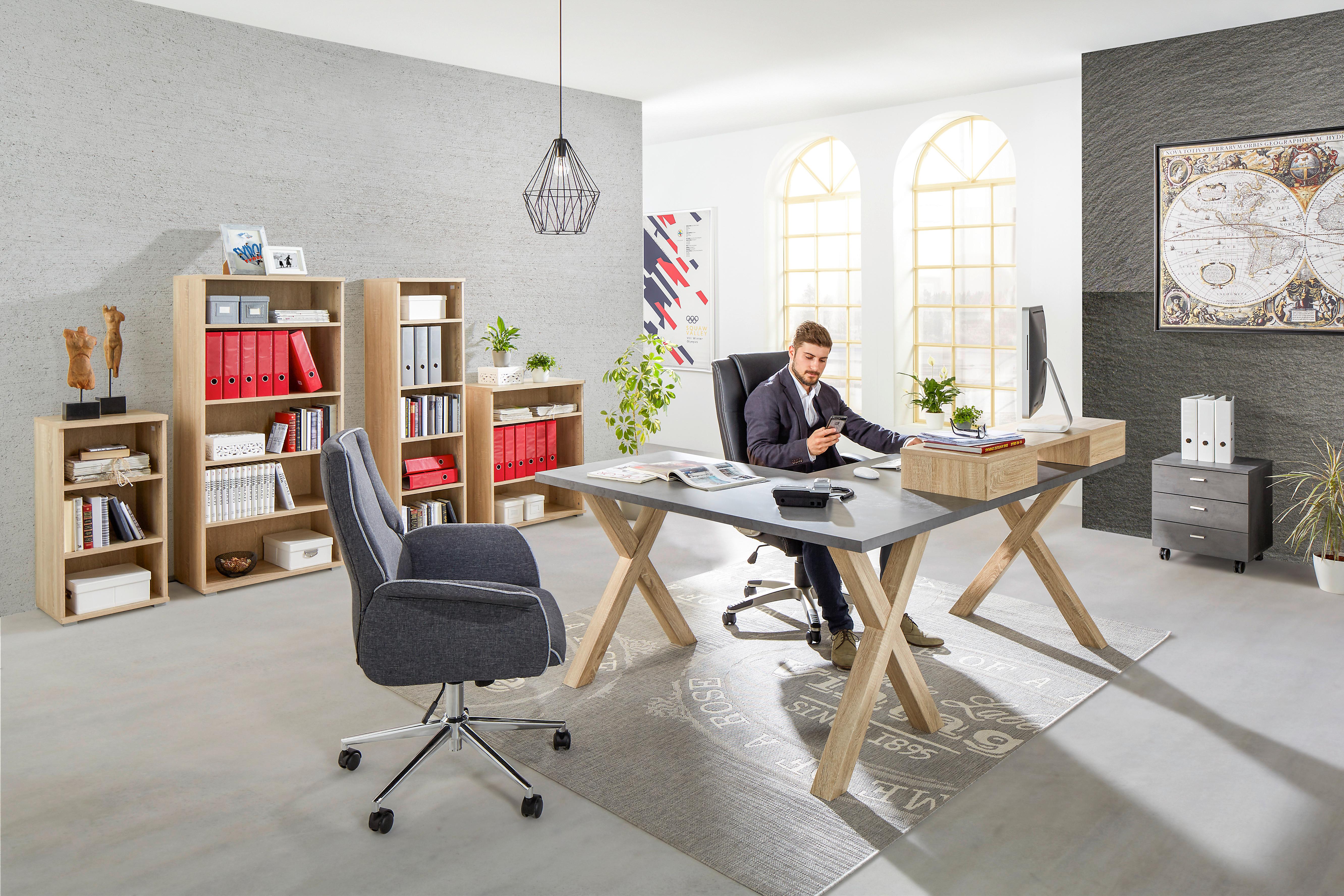 Pisalna Miza Mister Office, Barva Grafita - barve hrasta/barve grafita, Moderno, leseni material (140/75/70cm) - Mömax