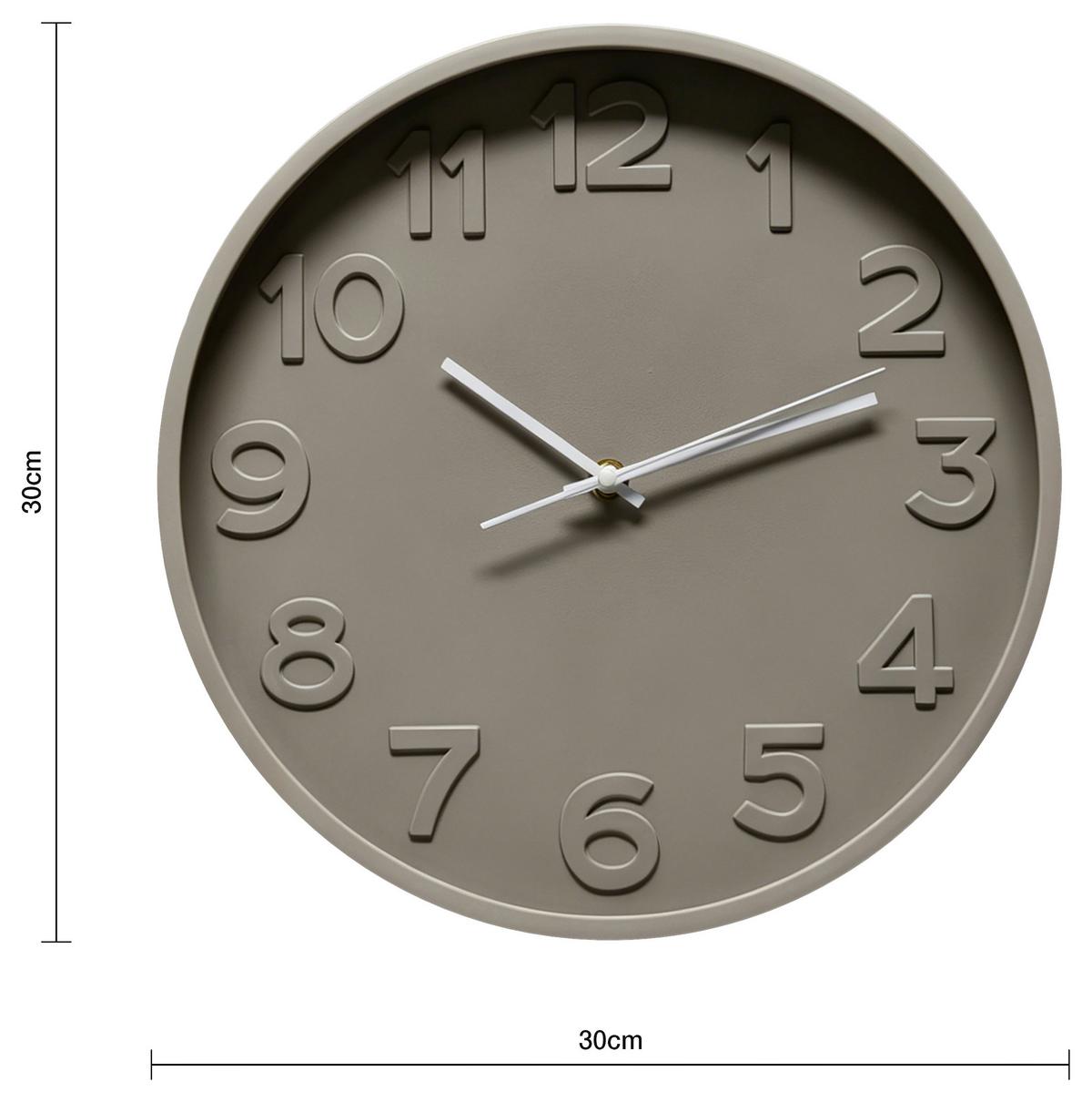 Zidni Sat 30cm Lowe - siva, Moderno, staklo/metal (30/4cm) - Mömax