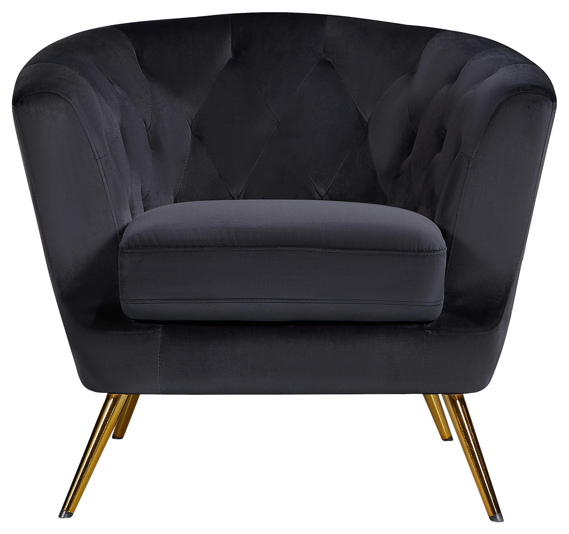 Fotelj Lita, Črna - zlate barve/črna, Moderno, kovina/tekstil (89/78/83cm) - Ti'me