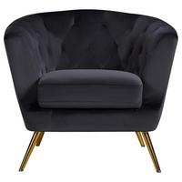 Fotelj Lita, Črna - zlate barve/črna, Moderno, kovina/tekstil (89/78/83cm) - Ti'me