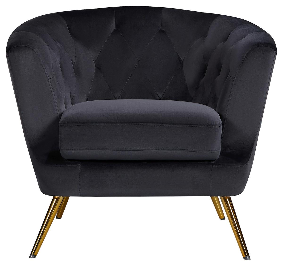 Fotelj Lita, Črna - zlate barve/črna, Moderno, kovina/tekstil (89/78/83cm) - Ti'me