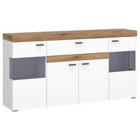 Sideboard Kiro Alpinweiß/Coast Evoke - MODERN, Glas/Holzwerkstoff (160/86/42cm) - Mömax
