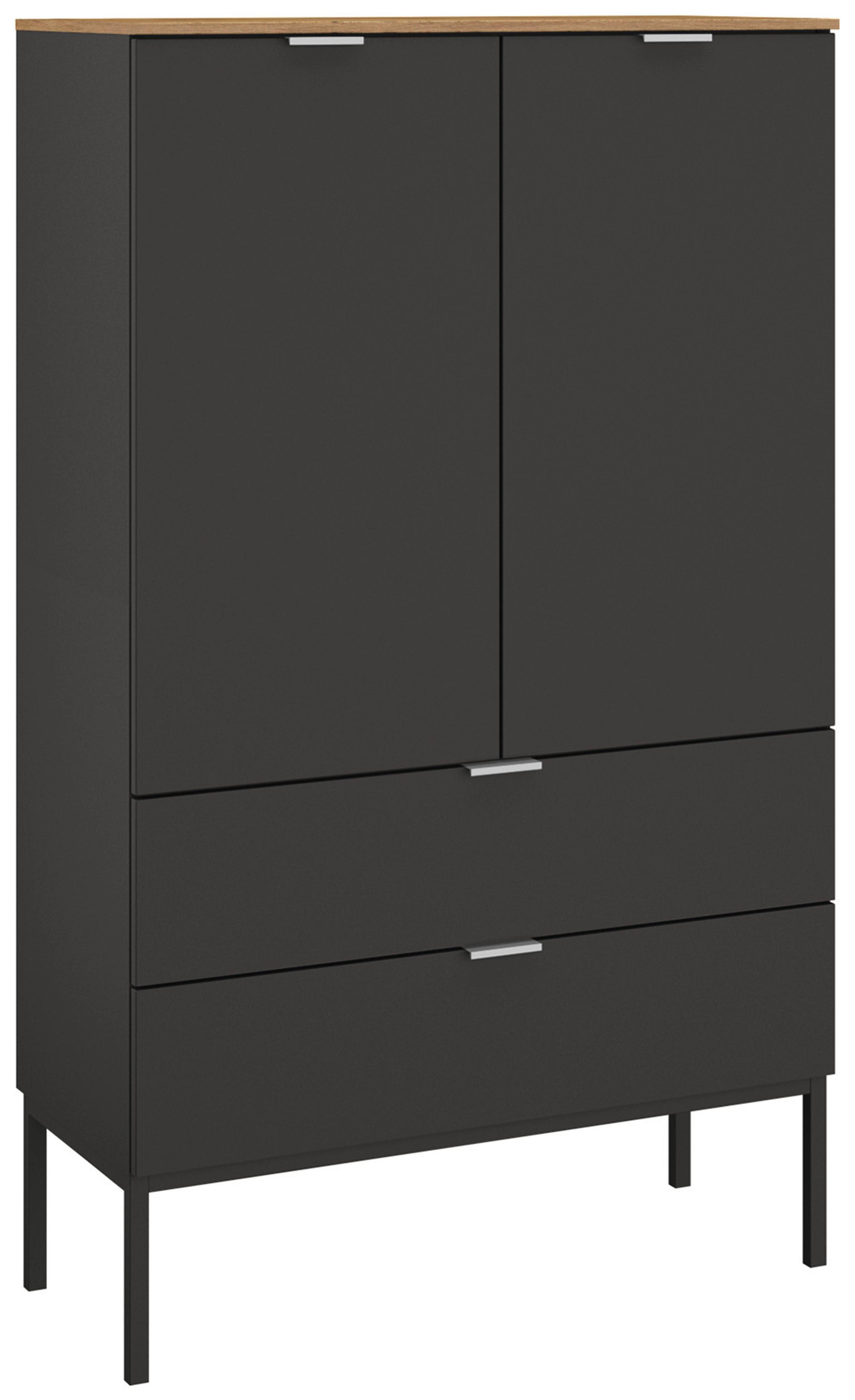 Široka Komoda Lima, Barva Grafita, Barva Hrasta - barve aluminija/barve grafita, Trend, kovina/leseni material (80/138/42cm) - Stylife