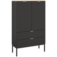 Široka Komoda Lima, Barva Grafita, Barva Hrasta - barve aluminija/barve grafita, Trend, kovina/leseni material (80/138/42cm) - Stylife